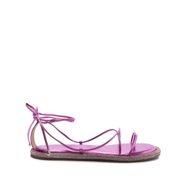 Schutz | Women's Kittie Metallic Nappa Sandal-Bright Violet