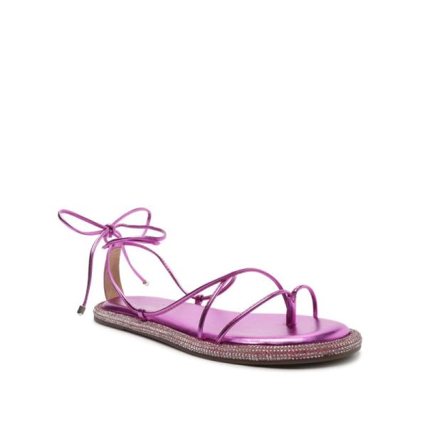 Schutz | Women's Kittie Metallic Nappa Sandal-Bright Violet