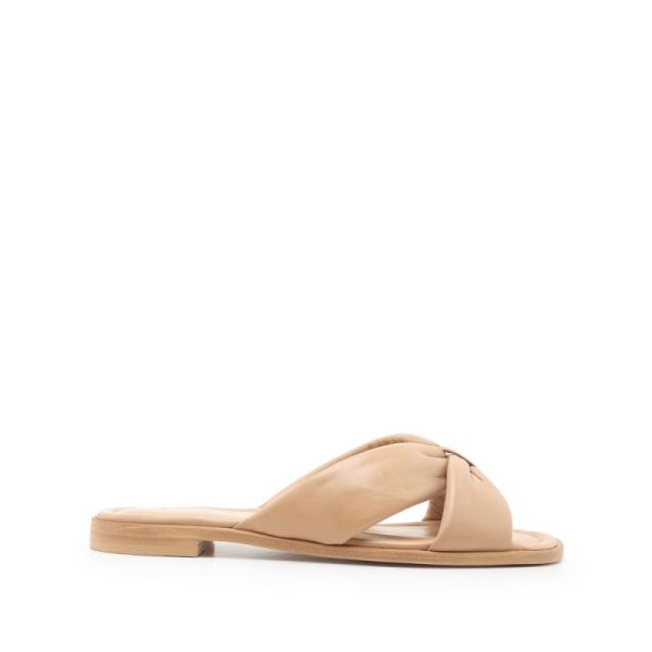 Schutz | Women's Fairy Flat Sandal: Smooth Leather -Honey Beige