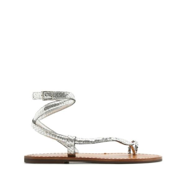 Schutz | Women's Courtney Metallic Leather Sandal-Light Silver