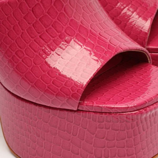 Schutz | Women's Darah Crocodile-Embossed Leather Sandal-Hot Pink