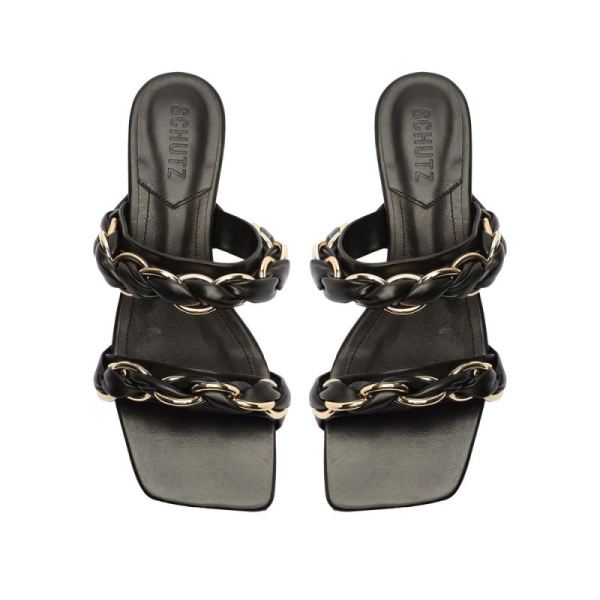 Schutz | Women's Rainah Mid Nappa Leather Sandal-Black