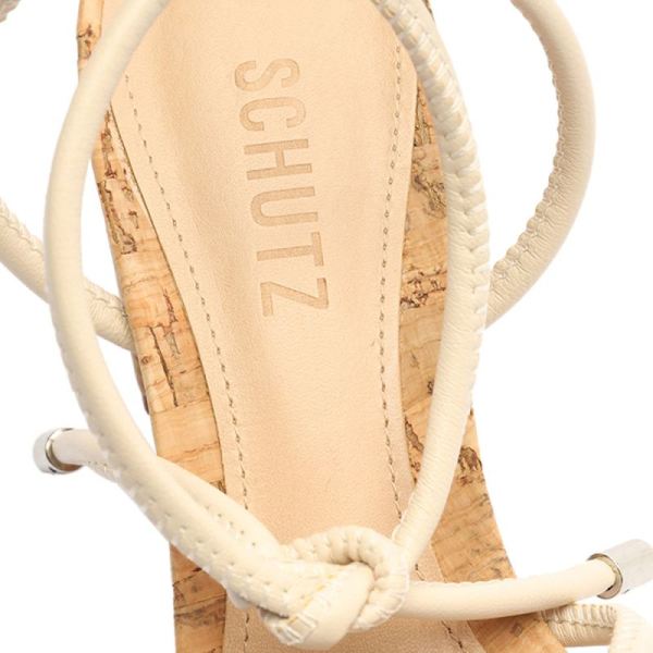 Schutz | Women's Suzy Mid Block Leather Sandal-Eggshell