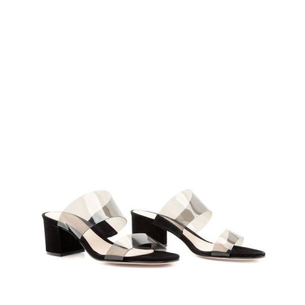 Schutz | Women's Victorie Sandal in Nubuck and Vinyl  -Black