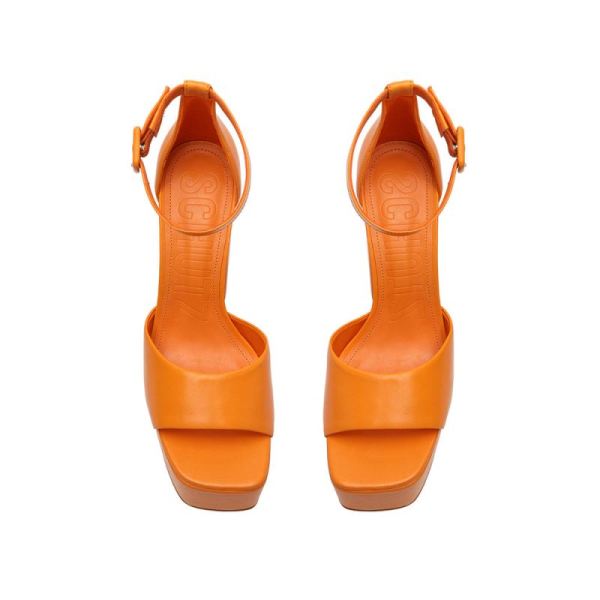 Schutz | Women's Lenne Nappa Leather Sandal-Bright Tangerine