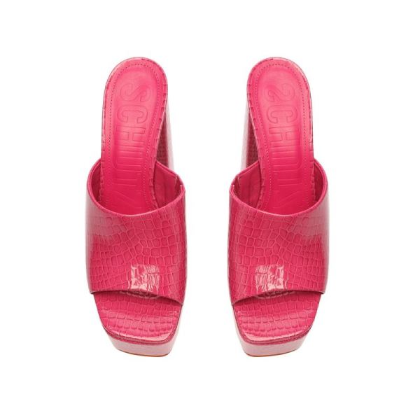 Schutz | Women's Darah Crocodile-Embossed Leather Sandal-Hot Pink