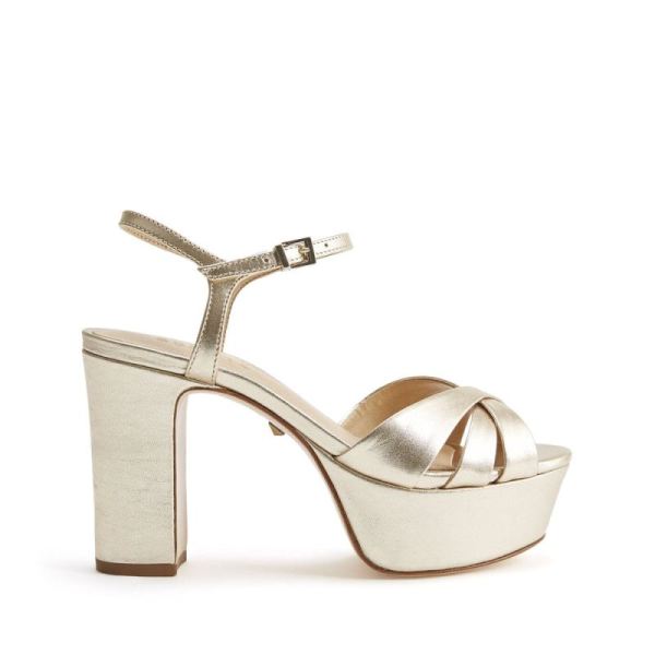Schutz | Women's Keefa Sandal: Disco Glamour Shoe -Platina Gold