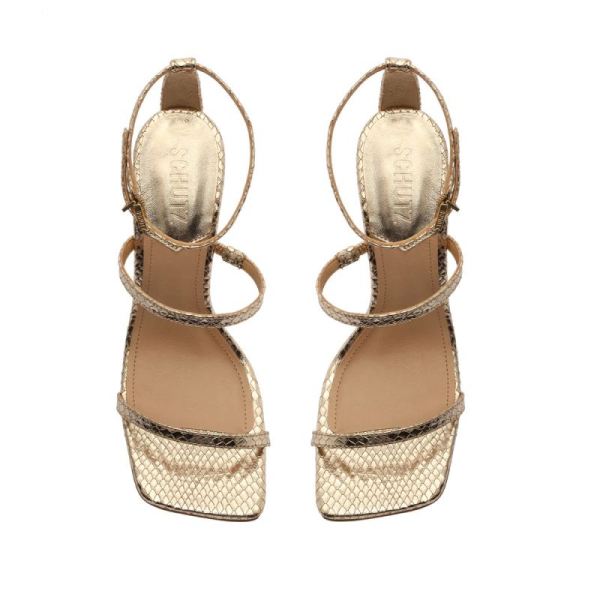 Schutz | Women's Nelli Metallic Snake-Effect Leather Sandal-Gold