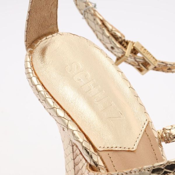 Schutz | Women's Nelli Metallic Snake-Effect Leather Sandal-Gold