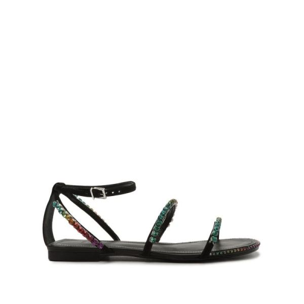 Schutz | Women's Loule Nubuck Flat Sandal-Black