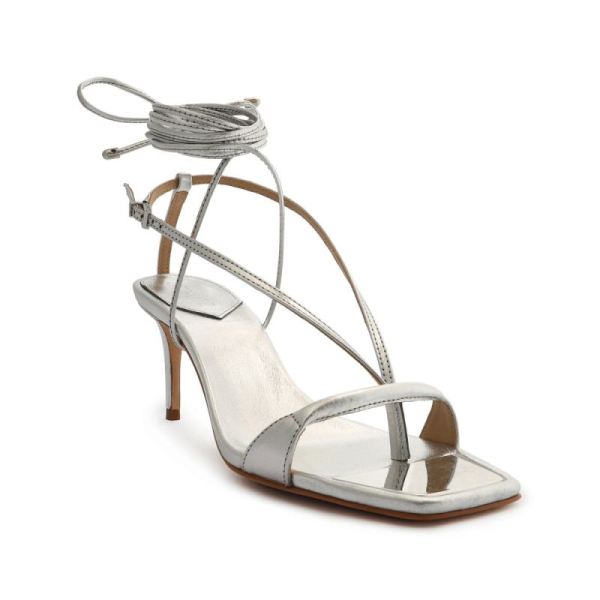 Schutz | Women's Vikki Lo Metallic Leather Sandal-Silver