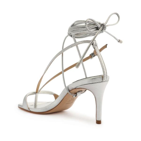 Schutz | Women's Vikki Lo Metallic Leather Sandal-Silver