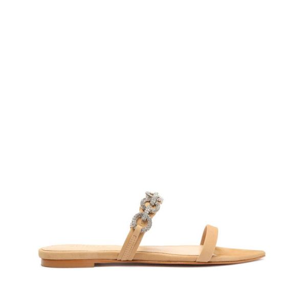 Schutz | Women's Elisah Nubuck Flat Sandal-Light Nude