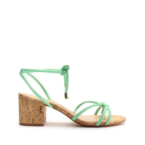 Schutz | Women's Suzy Mid Block Leather Sandal-Deep Mint