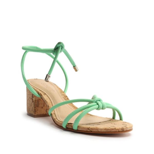 Schutz | Women's Suzy Mid Block Leather Sandal-Deep Mint