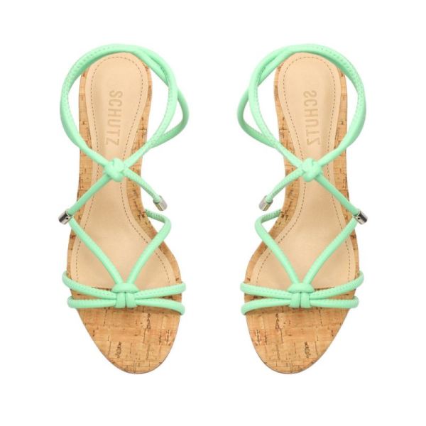 Schutz | Women's Suzy Mid Block Leather Sandal-Deep Mint