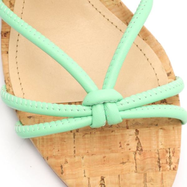 Schutz | Women's Suzy Mid Block Leather Sandal-Deep Mint