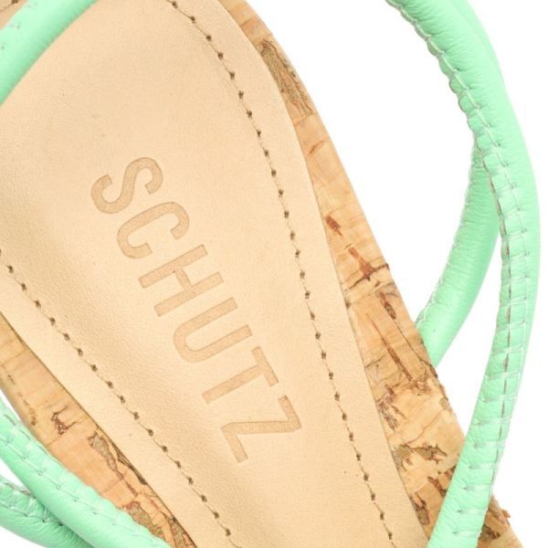 Schutz | Women's Suzy Mid Block Leather Sandal-Deep Mint