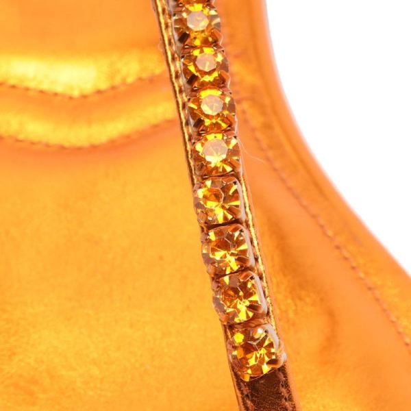 Schutz | Women's Groove Metallic Leather Flat-Orange