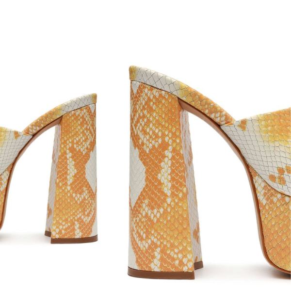 Schutz | Women's Darah Snake-Embossed Leather Sandal-Sun Snake