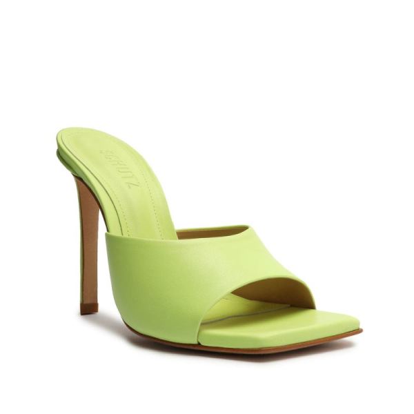 Schutz | Women's Kate Nappa Leather Sandal-Green Fresh