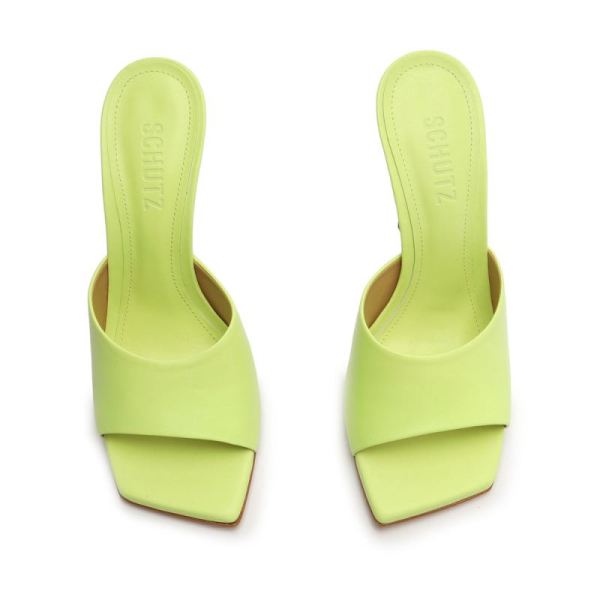 Schutz | Women's Kate Nappa Leather Sandal-Green Fresh