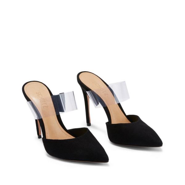 Schutz | Women's Sionne Suede&Vinyl Mule | Office-to-out Situation  -Black