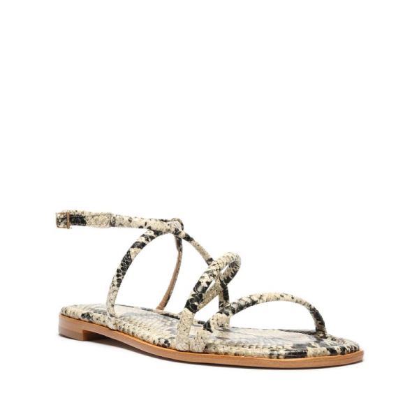 Schutz | Women's Lovi Snake-Embossed Leather Flat-Natural Snake