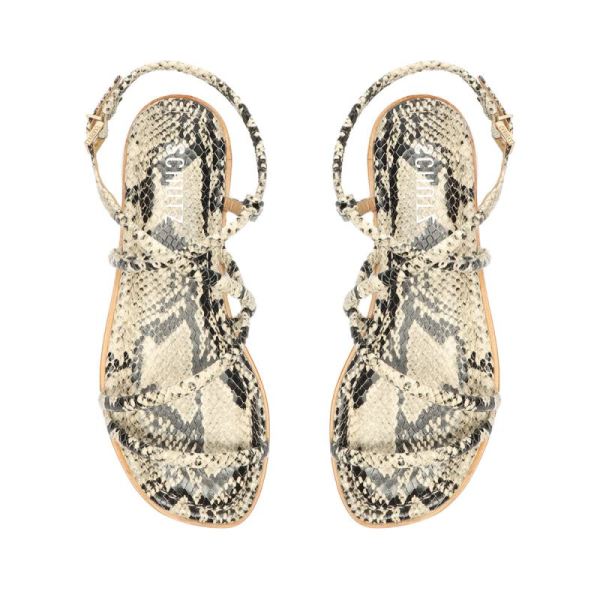 Schutz | Women's Lovi Snake-Embossed Leather Flat-Natural Snake