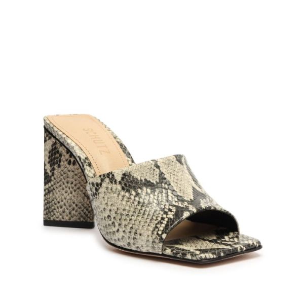 Schutz | Women's Lizah Snake-Embossed Leather Sandal-Natural Snake