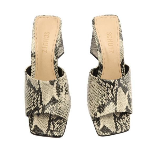 Schutz | Women's Lizah Snake-Embossed Leather Sandal-Natural Snake