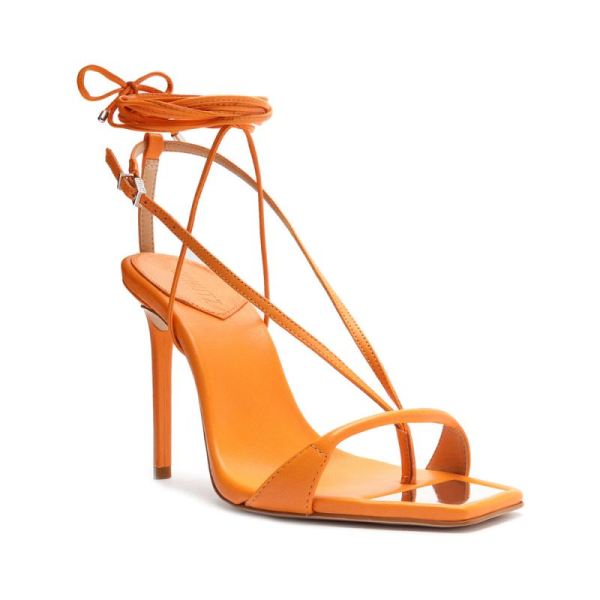 Schutz | Women's Vikki Nappa Leather Sandal-Bright Tangerine