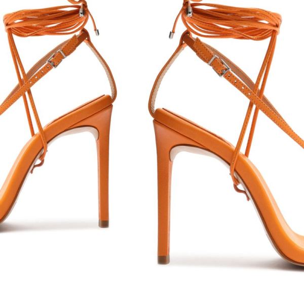 Schutz | Women's Vikki Nappa Leather Sandal-Bright Tangerine