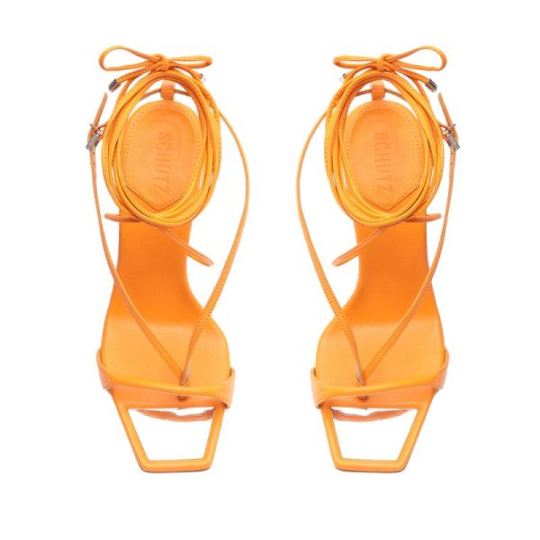 Schutz | Women's Vikki Nappa Leather Sandal-Bright Tangerine