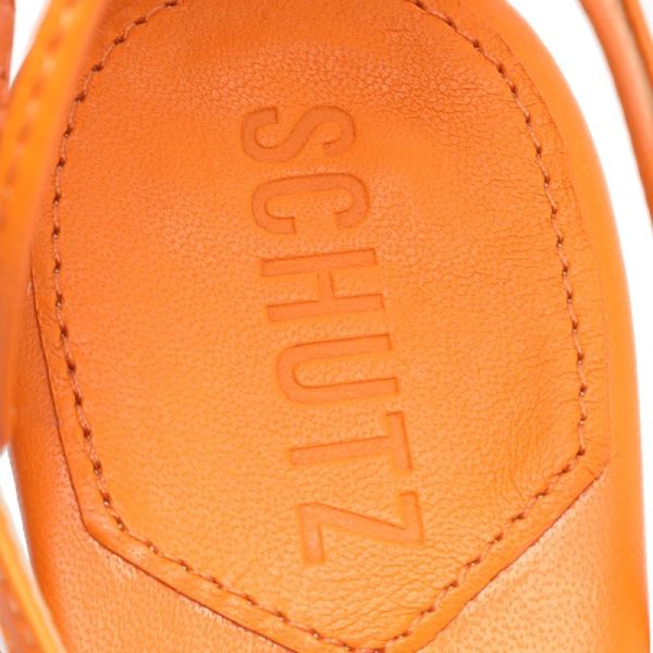 Schutz | Women's Vikki Nappa Leather Sandal-Bright Tangerine