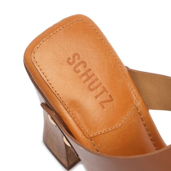 Schutz | Women's Aryana Leather Sandal-Deep Beige