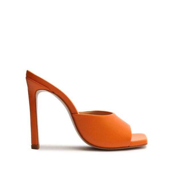 Schutz | Women's Kate Nappa Leather Sandal-Bright Tangerine