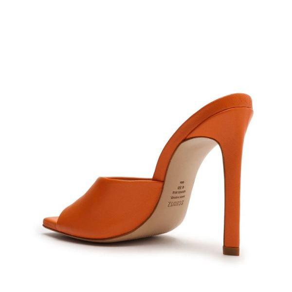 Schutz | Women's Kate Nappa Leather Sandal-Bright Tangerine