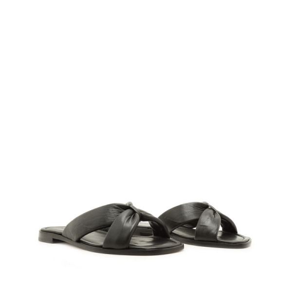 Schutz | Women's Fairy Flat Sandal: Smooth Leather  -Black