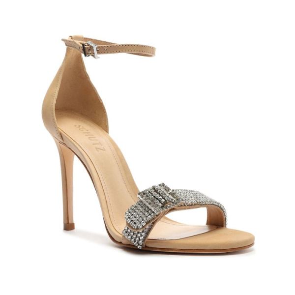 Schutz | Women's Perlah Nubuck&Rhinestones Sandal-Light Nude