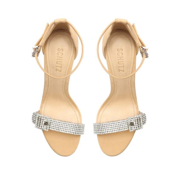 Schutz | Women's Perlah Nubuck&Rhinestones Sandal-Light Nude