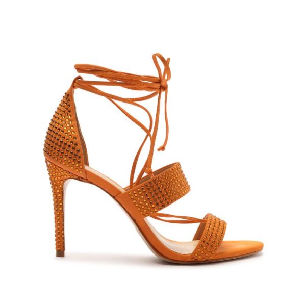 Schutz | Women's Sybil Lace Up Sandal-Bright Tangerine