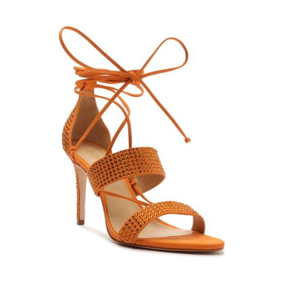 Schutz | Women's Sybil Lace Up Sandal-Bright Tangerine