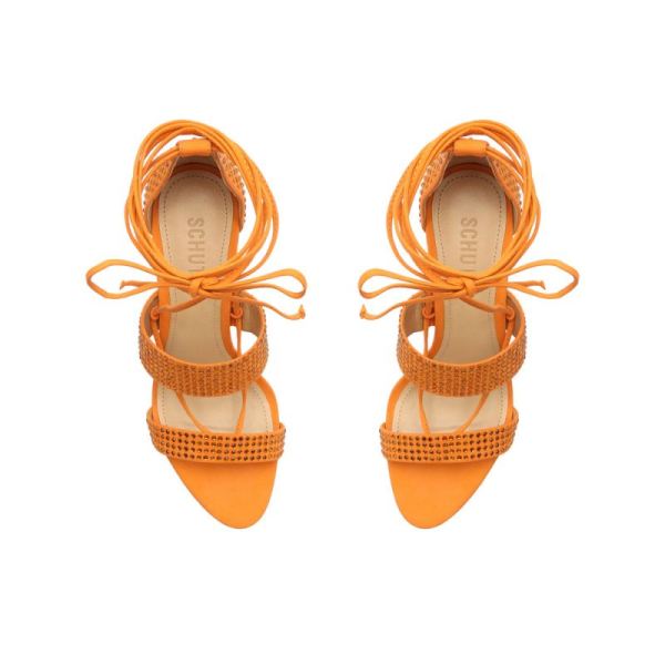 Schutz | Women's Sybil Lace Up Sandal-Bright Tangerine