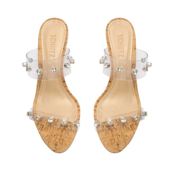 Schutz | Women's Ariella Cork Vinyl Sandal-Clear