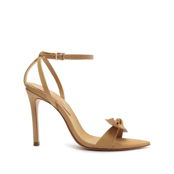 Schutz | Women's Elora Leather Sandal | Stiletto Heel -Light Wood