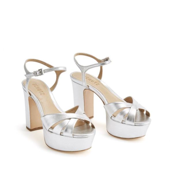 Schutz | Women's Keefa Sandal: Disco Glamour Shoe  -Prata Silver
