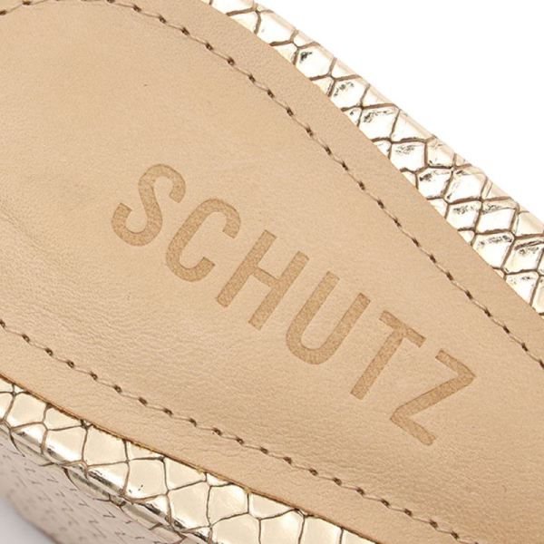 Schutz | Women's Courtney Mid Block Metallic Leather Sandal-Gold