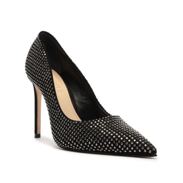 Schutz | Women's Lou Crystal Nubuck&Rhinestones Pump-Black