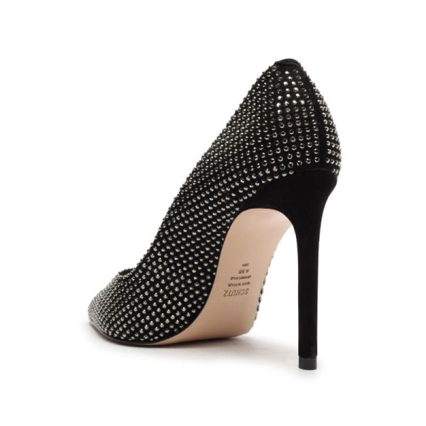 Schutz | Women's Lou Crystal Nubuck&Rhinestones Pump-Black